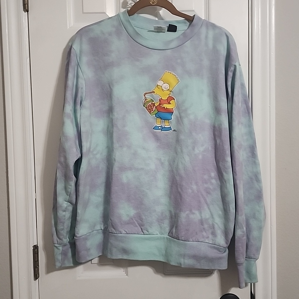 Bart Simpson Tie Dye Long Sleeve Shirt Sweatshirt Size Medium The Simpsons​​​